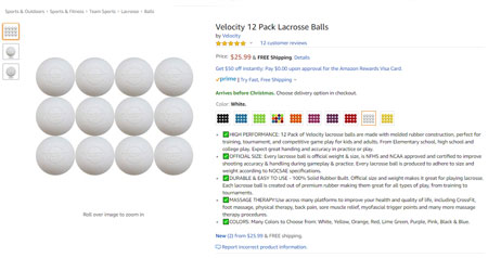Lacrosse Balls Direct on Amazon