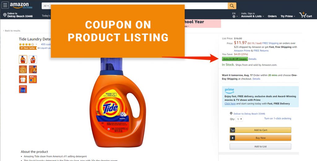 Amazon Coupon on Product Listing