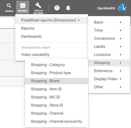 Google Shopping Reporting By Brand