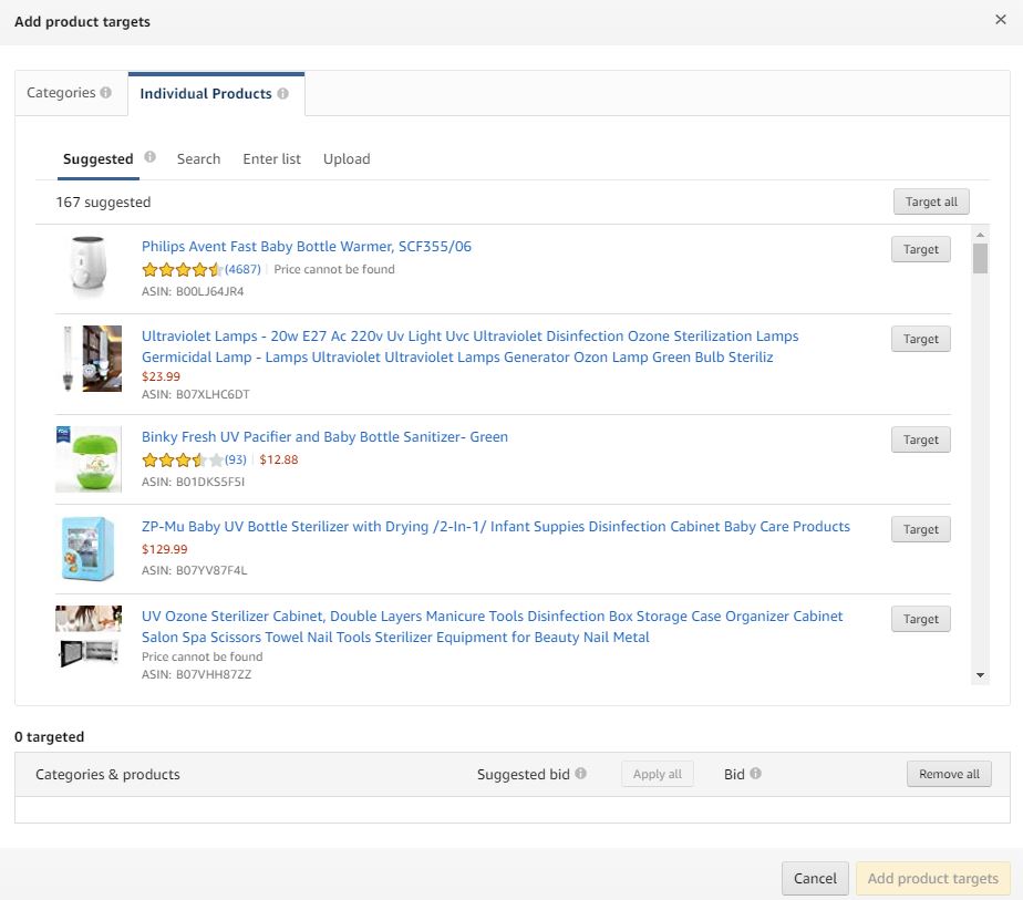 Choosing a category for Amazon Ads Product Targeting