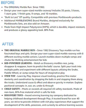 Discovery Toys Listing Optimization
