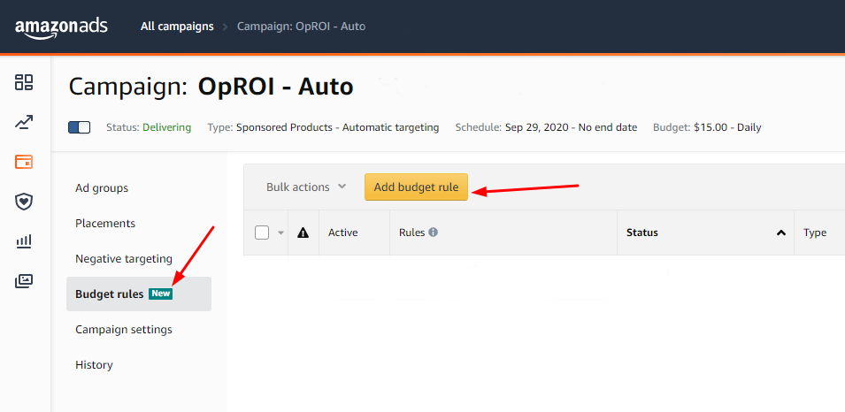 Amazon Sponsored Product Budget Rules